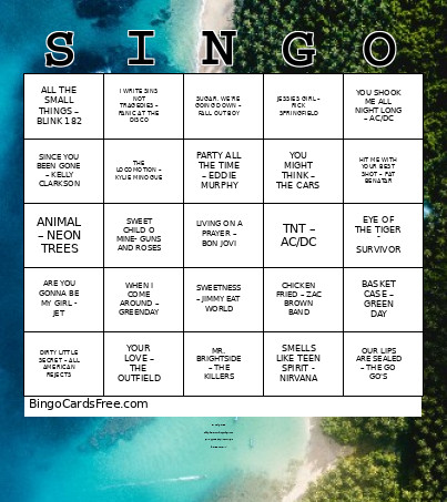 July Singo Night Bingo Card