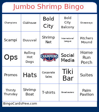 Jumbo Shrimp Bingo Card