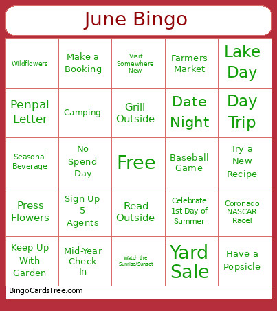 June Bingo Card