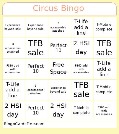 June Circus Bingo