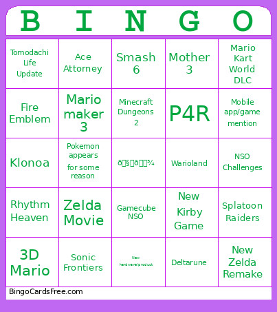 June Direct Bingo Card