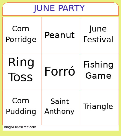 JUNE PARTY Bingo Card
