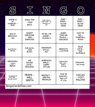 June Singo Night Bingo Card