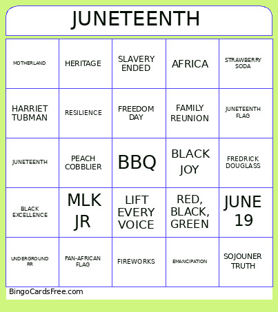 JUNETEENTH Bingo Card