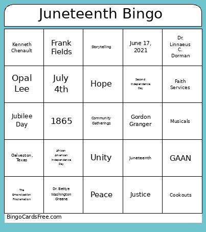 Juneteenth Bingo Card 3