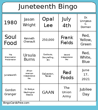 Juneteenth Bingo Card 2