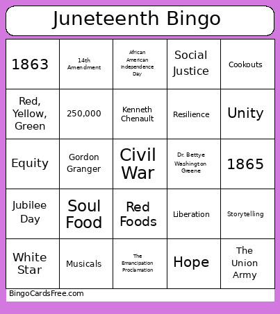 Juneteenth Bingo Card