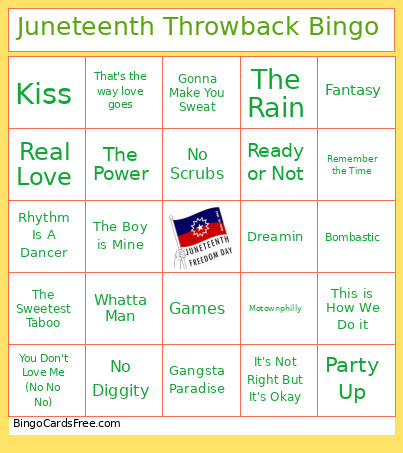 Juneteenth Throwback Bingo Card