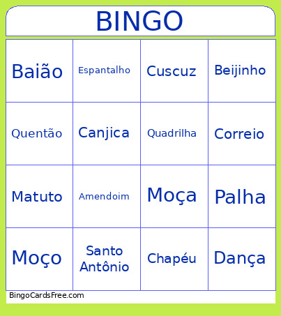 Junino Bingo Card