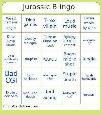Jurassic Adventures BINGO