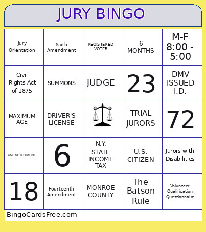 Juror Bingo Card 2