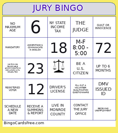 JURY Bingo Card 2