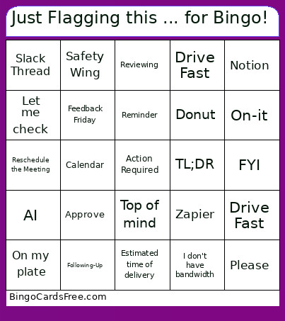 Just Flagging This ... For ! Bingo Card