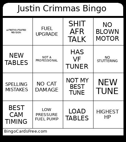 Justin Crimmas Bingo Card