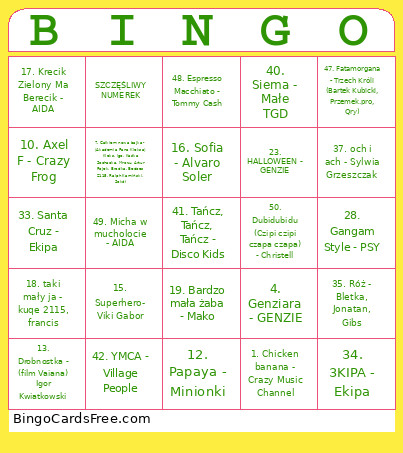 Justyna Bingo Card