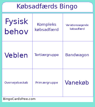 Købsadfærds Bingo Card