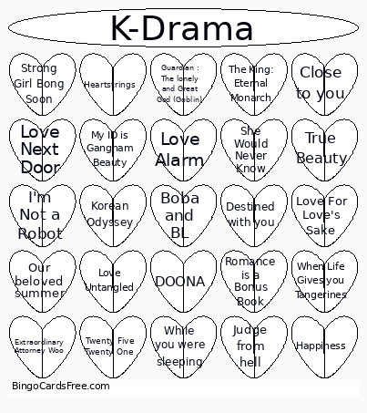 K-Drama 2 Bingo Card