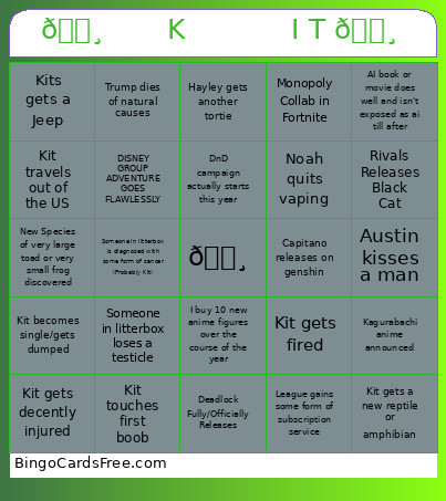 🐸 K I T 🐸 Bingo Card