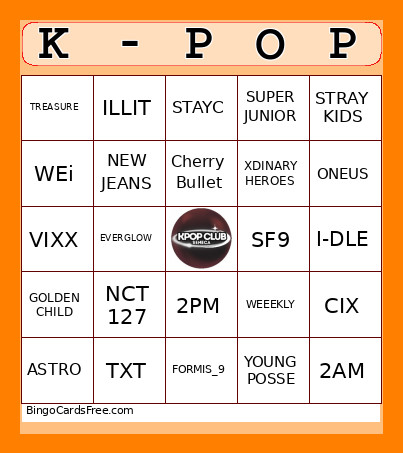 K-POP Bingo Card