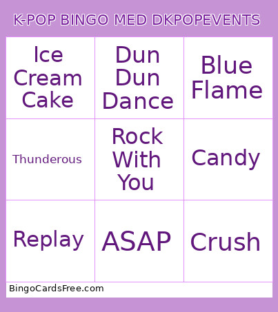 K-POP MED DKPOPEVENTS Bingo Card