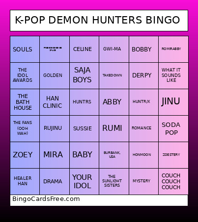 K-POP DEMON HUNTERS Bingo Card 2