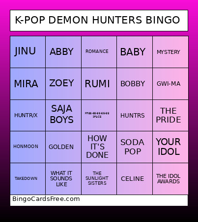 K-POP DEMON HUNTERS Bingo Card