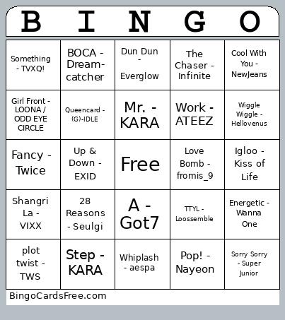 K-Pop Music Bingo Round 1 Cards Free Pdf Printable Game, Title: BINGO