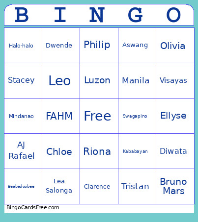 Kababayan Bingo Card