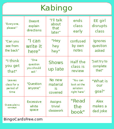 KA Bingo Card