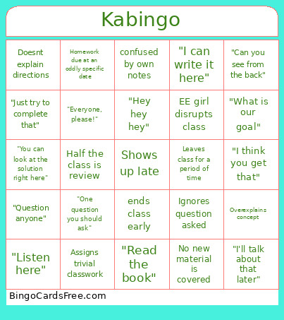 Ka Bingo Card 2