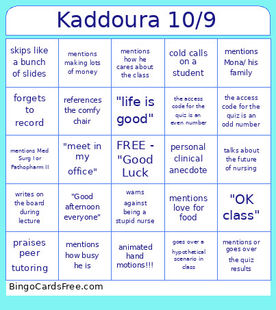 Kaddoura Bingo Card
