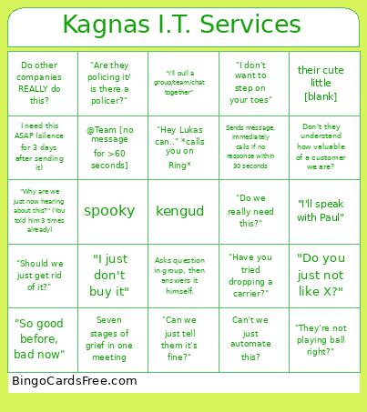 Kagnas I.T. Services Bingo Card