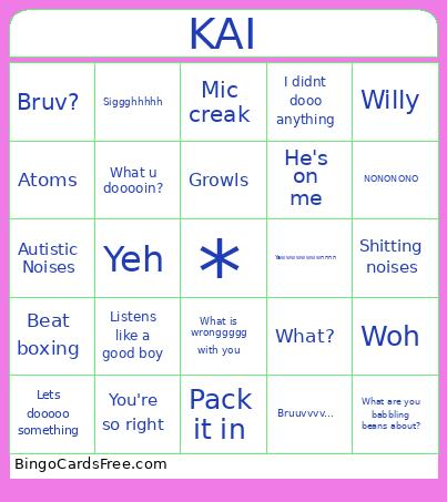 Kaiiiiiiiiii Bingo Card 3