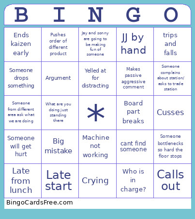 Kaizen Bingo Card