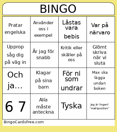 Kalle Bingo Card