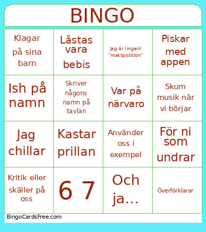 Kalle Bingo Card