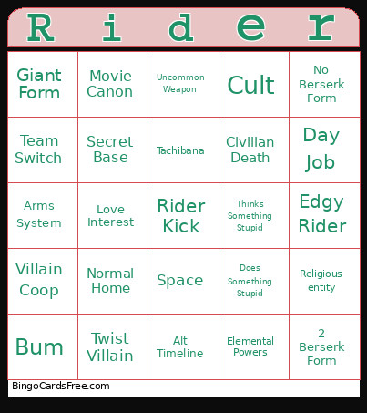 Kamen Rider Bingo Card