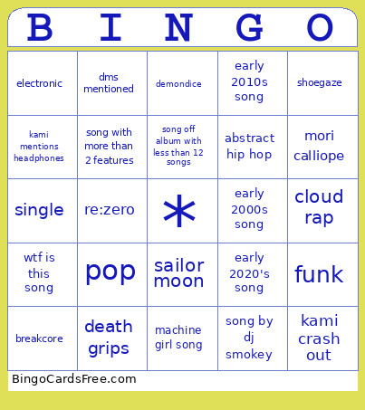 Kamis Bingo Card