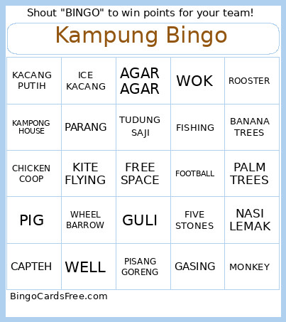 Kampung Bingo Card