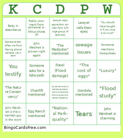 Kane Creek bingo Cards Free Pdf Printable Game, Title: KCDPW