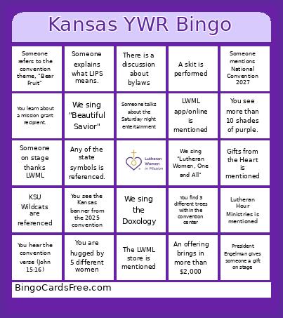 Kansas YWR Bingo