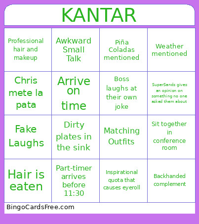 Kantar Bingo Card