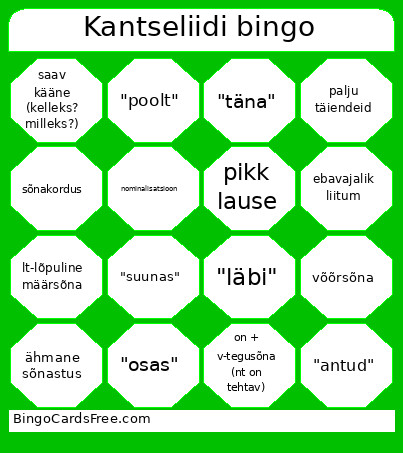 Kantseliidi Bingo Card