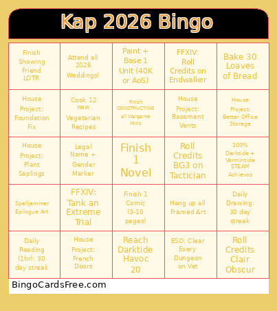 Kap 2026 Bingo Card