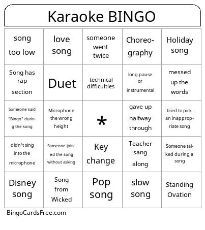 Karaoke Bingo