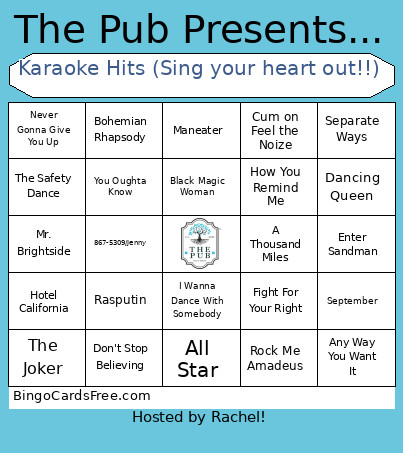 Karaoke Hits (Sing Your Heart Out!!) Bingo Card