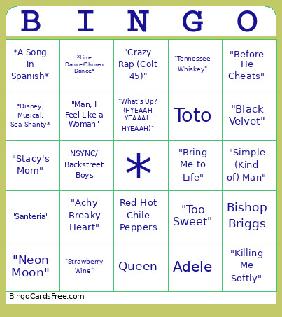Karaoke V.1 Bingo Card