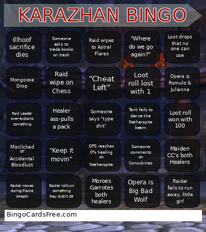 KARAZHAN Bingo Card