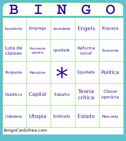 Karl Marx Bingo Card