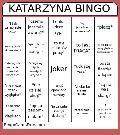 KATARZYNA Bingo Card